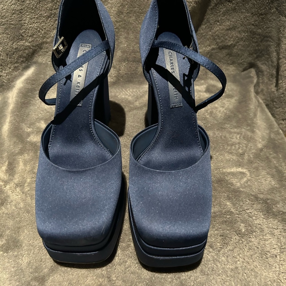 Charles & Keith Navy Platform Heels